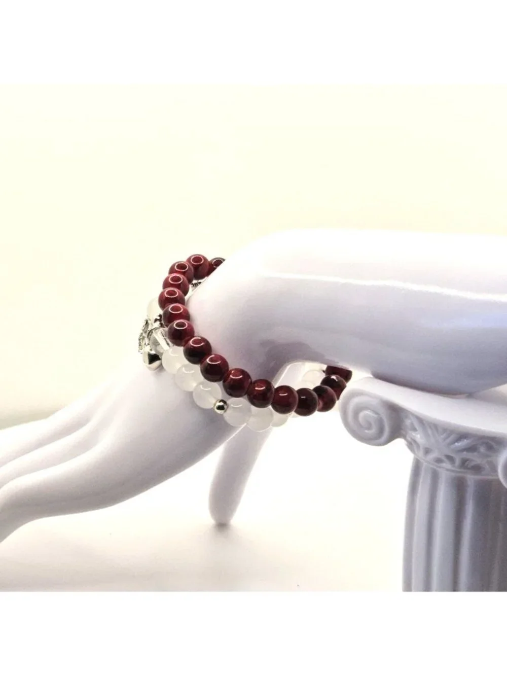 Cat Bracelet Gift for Her, Red Beaded Bracelet Stack, Kitty Charm Bracelet, Cute